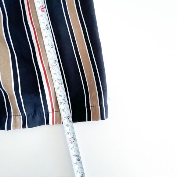 Hommage Deep V-Neck Striped Jumpsuit Black Tie Side Slit Women's S Back Zip - Picture 9 of 9